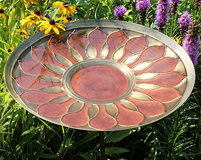 Achla Red African Daisy Bird Bath with Stake