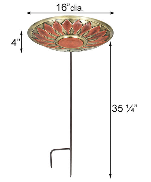 Achla Red African Daisy Bird Bath with Stake