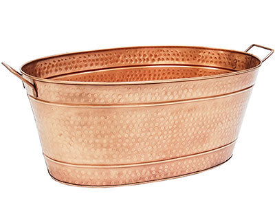 Achla Oval Copper Plated Tub, Hammered Finish, 30.75"L