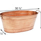 Achla Oval Copper Plated Tub, Hammered Finish, 30.75"L