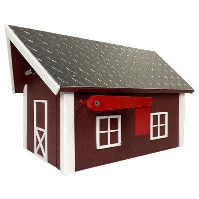 Amish Recycled Plastic Deluxe Mailbox, Cherrywood & White