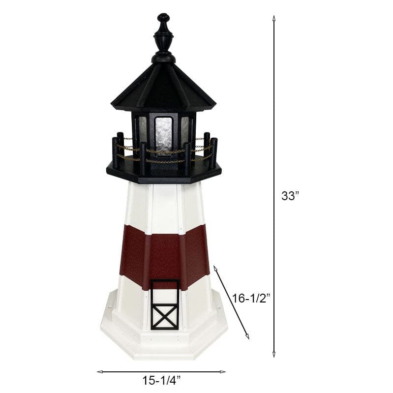 Amish Montauk Lighthouse, Cherrywood & White, 33"H