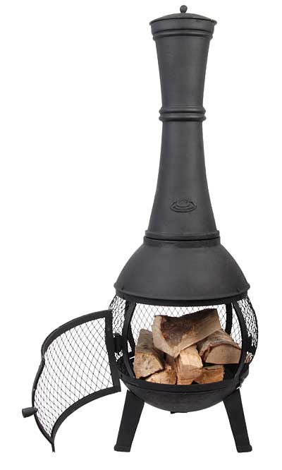 Esschert Design Cast Iron Terrace Screened Chimenea, 18" dia