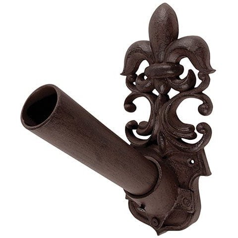 Esschert Design Fleur de Lis Flagpole Holder, Brown, 8.5"