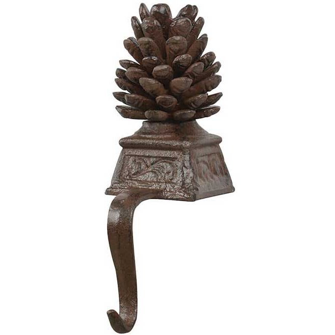 Esschert Design Cast Iron Pine Cone Stocking Hanger, Brown