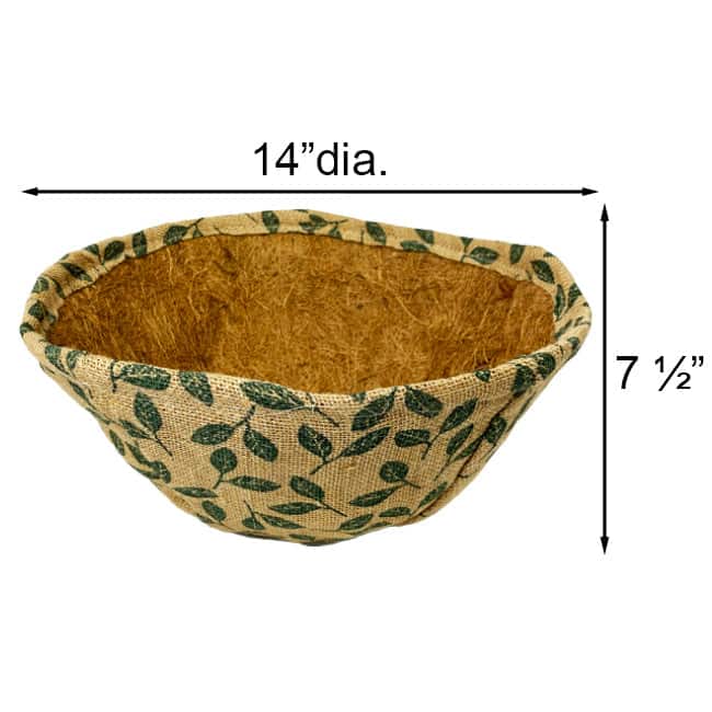 Gardman Leaf Pattern Hanging Basket Liners, 14" dia, 6 Pack