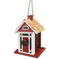 Home Bazaar Christmas Cottage Bird Feeder, Red