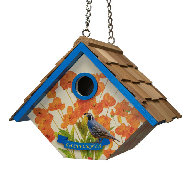 Home Bazaar Wren House for California, Quail & Golden Poppy