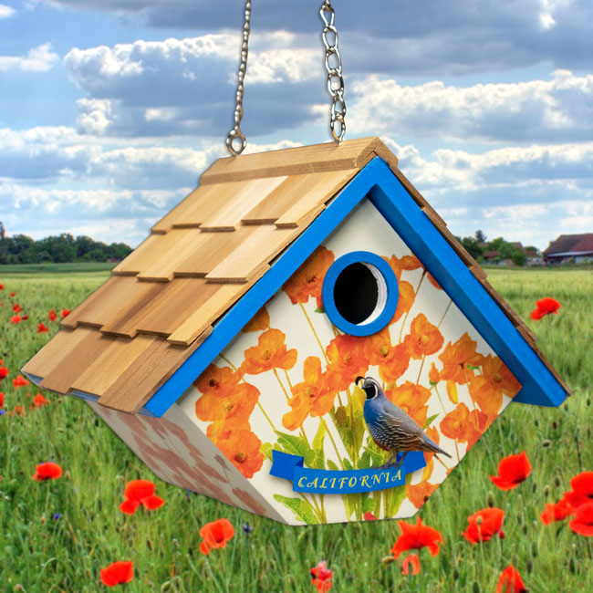 Home Bazaar Wren House for California, Quail & Golden Poppy