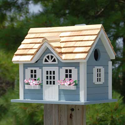 Home Bazaar Nantucket Cottage Bird House, Blue