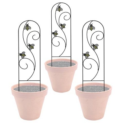 Panacea Bee-Conscious Pot Trellises, Black, 36"H, Pack of 3