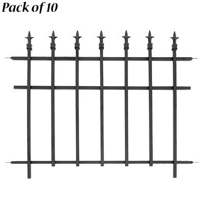 Panacea Classic Finial Fence Sections, Black, Pack of 10