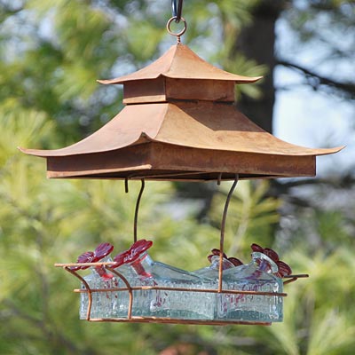 Parasol Basketweave Shelter Hummingbird Feeder, Clear, 18 oz