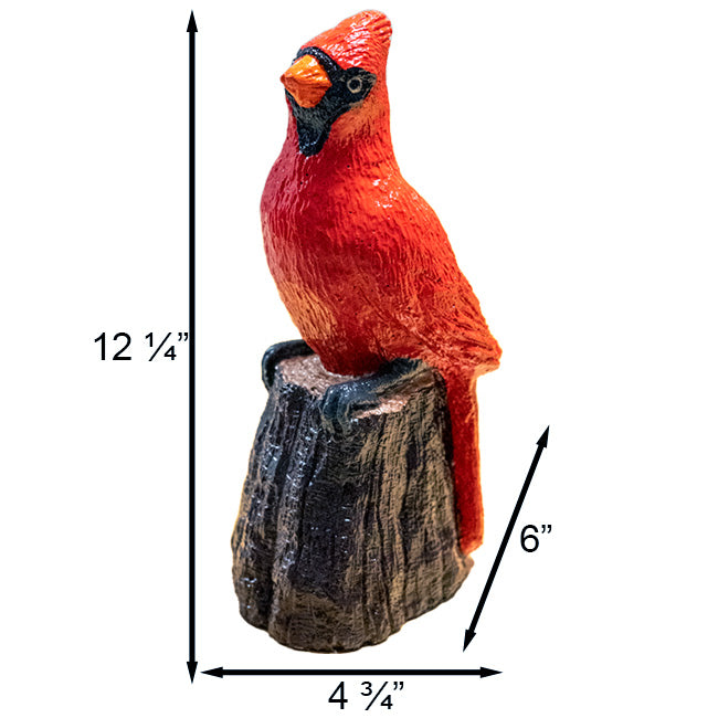 Cardinal on a Stump Statue, Hand Painted, by Prime Retreat