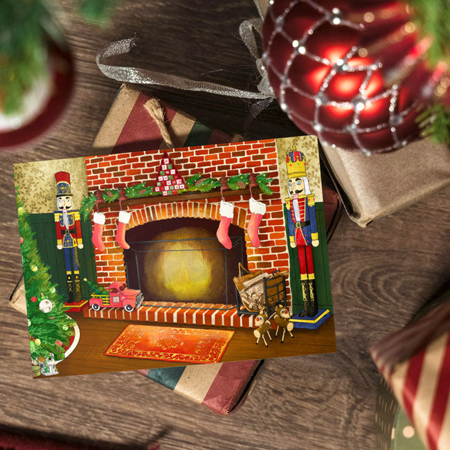 Christmas Fireplace Greeting Card by Prime Retreat