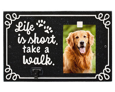 Whitehall "Life is Short, Take a Walk" Plaque w/ Hook, Black