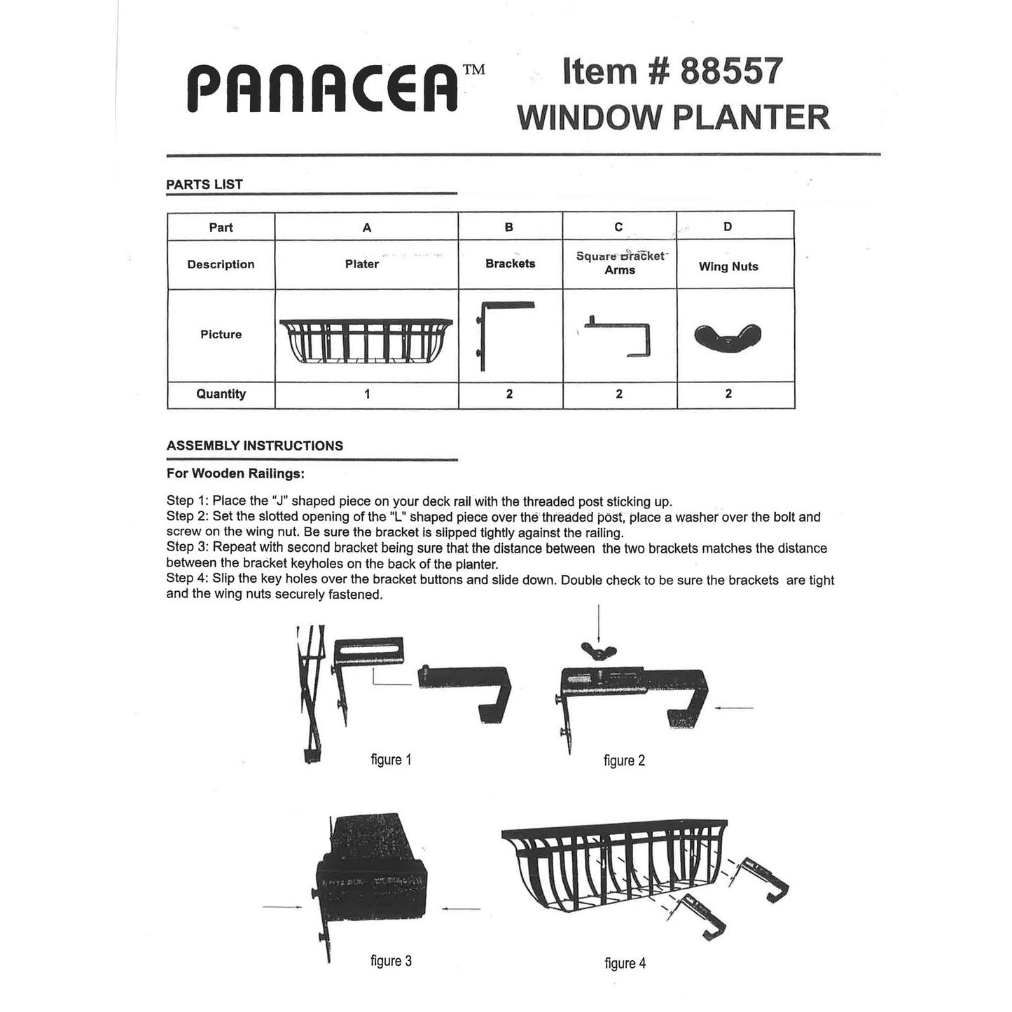 Panacea Flat Iron Series Planter Boxes, 36"L, Pack of 2