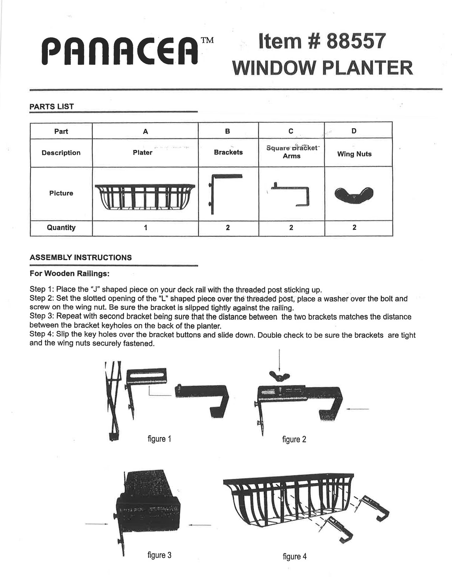 Panacea Flat Iron Series Planter Boxes, Black, 48"L, 4 Pack